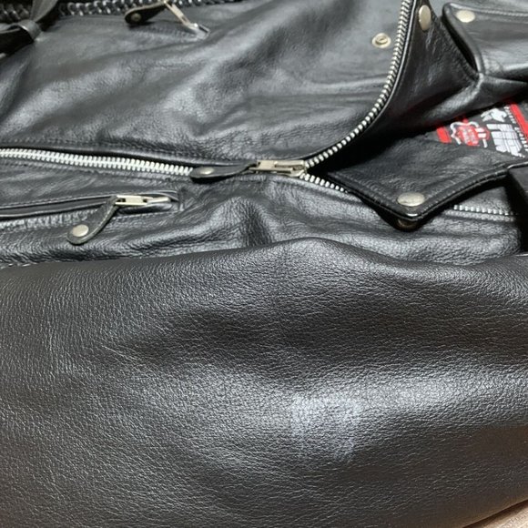 FIRST Classic Leather Jacket Mens Small Black Full Zip Motorcycle Riding Road - Picture 6 of 13